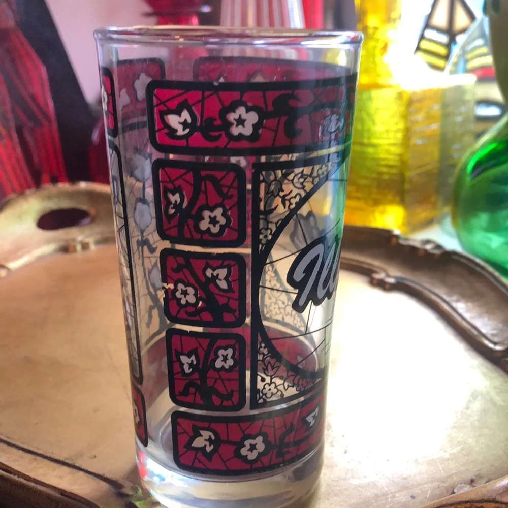 🖤VINTAGE Illinois Souvenir Glass with Red and Black Design
